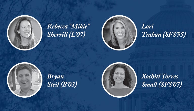 Rebecca “Mikie” Sherrill, Byran Steil, Xochitl Torres Small and Lori Trahan