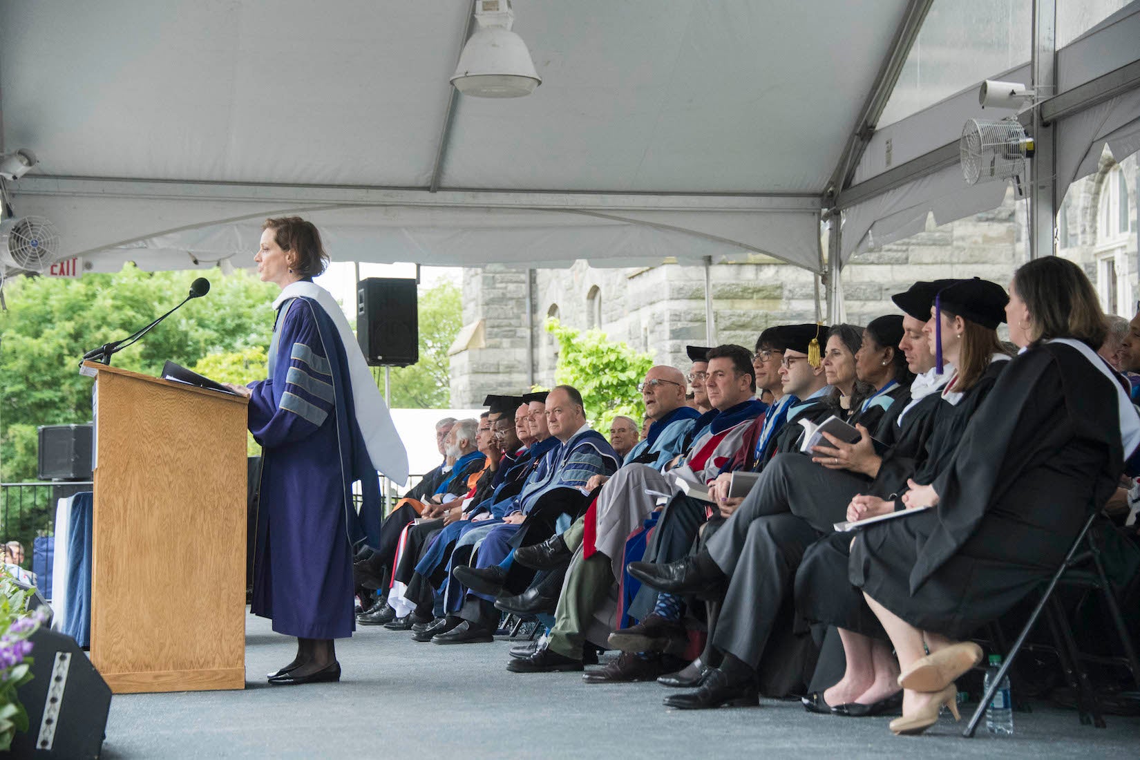 Anne Applebaum addresses SFS graduates.