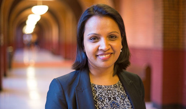 Shweta Bansal in hallway at Georgetown