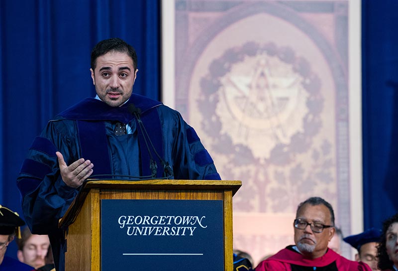 Maher Bitar speaks to  undergraduate Class of 2016 during Senior Convocation,