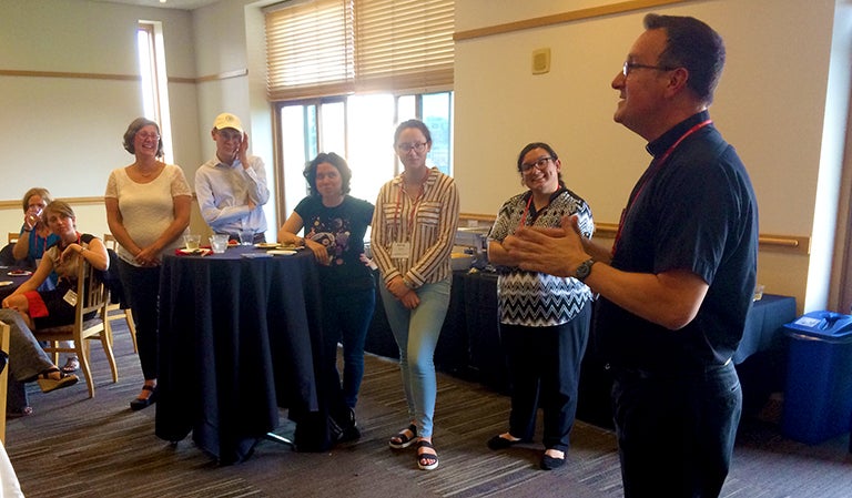 Rev. Mark Bosco, S.J., speaks to participants of the Jesuit Justice in Higher Education Conference