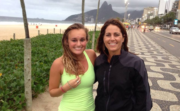 Emilia Sens & Julie Foudy on the beach in Rio de Janeiro