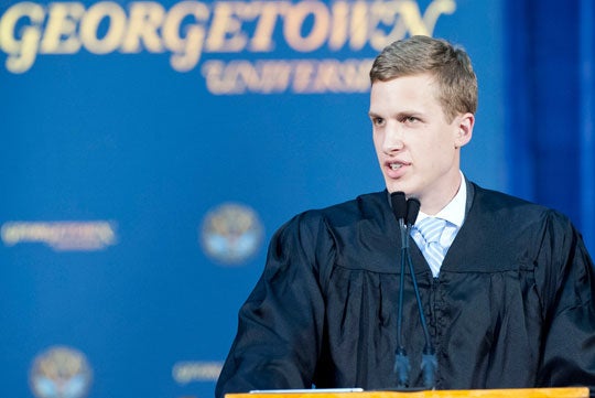 Luke Schoenfelder speaks at 2012 Senior Convocation