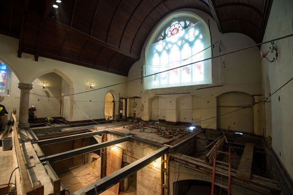 A photo of the renovated interior of Dahlgren Chapel. 