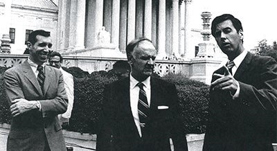 Tony Essaye (C'55), William Glendon and Roger Clark in front of the U.S. Supreme Court building.