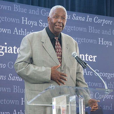 John Thompson Jr. speaks at the ground-breaking.