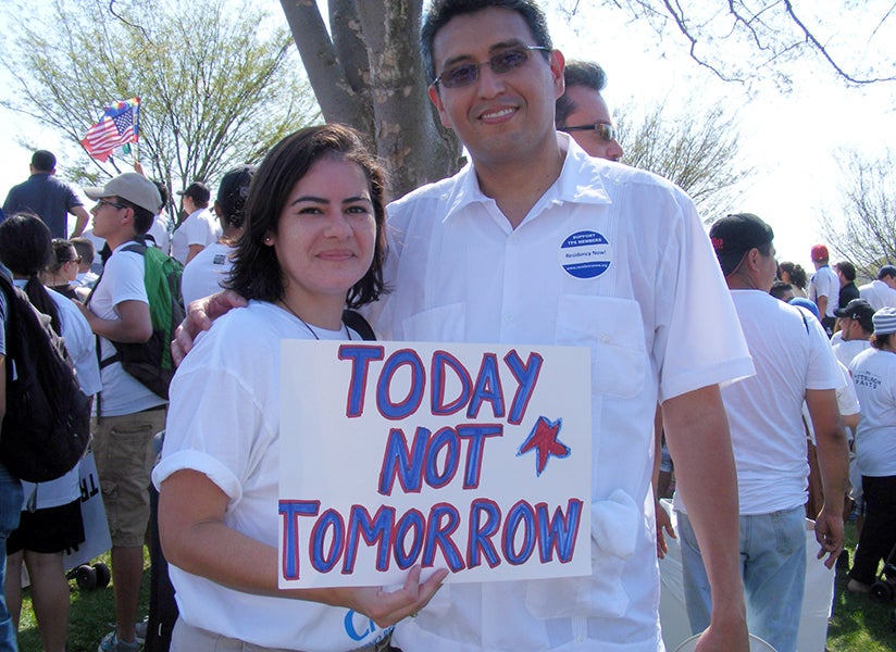 Abel Núñez and life partner Diana Guelespe, assistant director at the Consortium for Race, Gender and Ethnicity at the University of Maryland, have worked together for common causes, including making it easier for undocumented immigrants to obtain drivers' licenses.