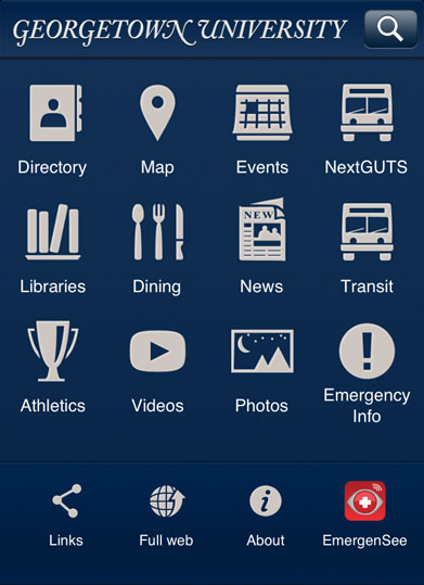 Georgetown University app screenshot
