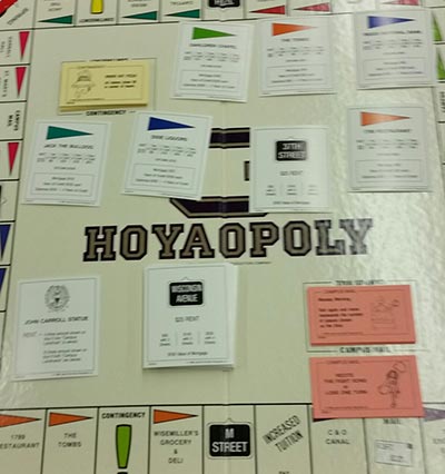 A Hoyaopoly board game set up for play.