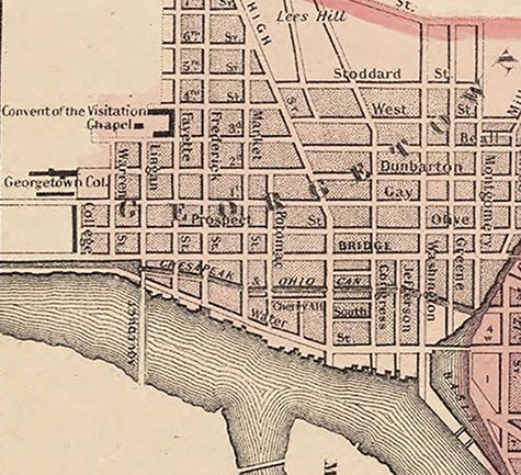 Map of Georgetown in Washington, D.C., in 1855 