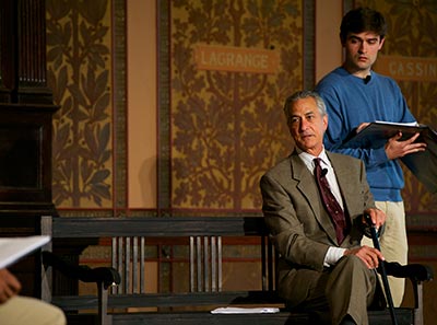 Actor David Strathairn performs a reading as Jan Karski along with an ensemble of Georgetown students and alumni in Gaston Hall.