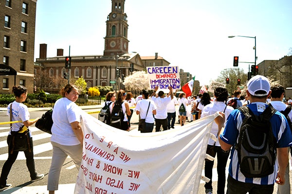 CARECEN members at the March for America, a national effort to push for comprehensive immigration reform. CARECEN mobilized over 15,000 Latinos in the District, who marched from Columbia Heights and Mount Pleasant neighborhoods to the National Mall, on March 21, 2010.