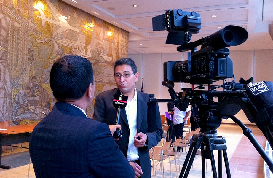 Abel Núñez speaks to media 