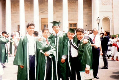  Abel Núñez, center, poses with his fellow graduates at Woodrow Wilson High School in Northwest D.C.