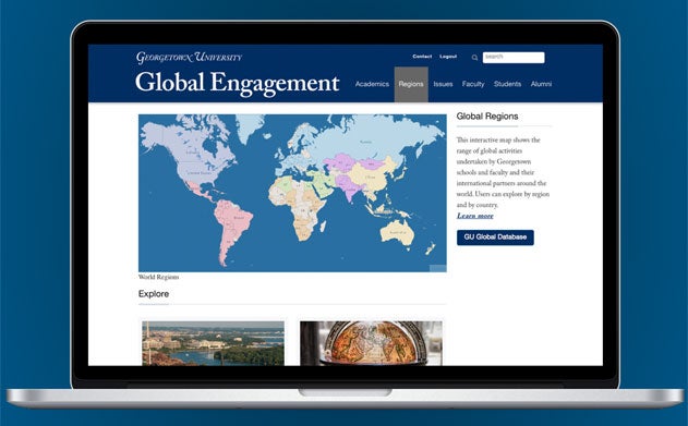 Laptop showing new Global Engagement website