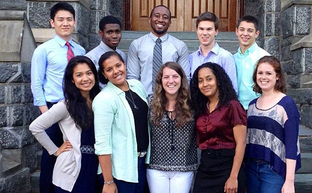 GUSA Summer Fellows standing on Healy Steps