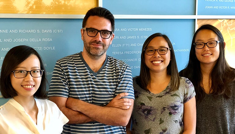 Yuxin Hao, Rodrigo Maillard, Jenny England and Lihui Bai standing