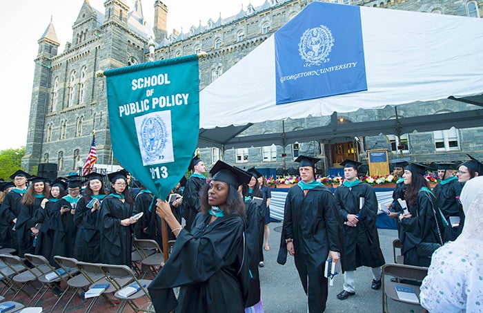 McCourt School of Public Policy graduates during the recessional