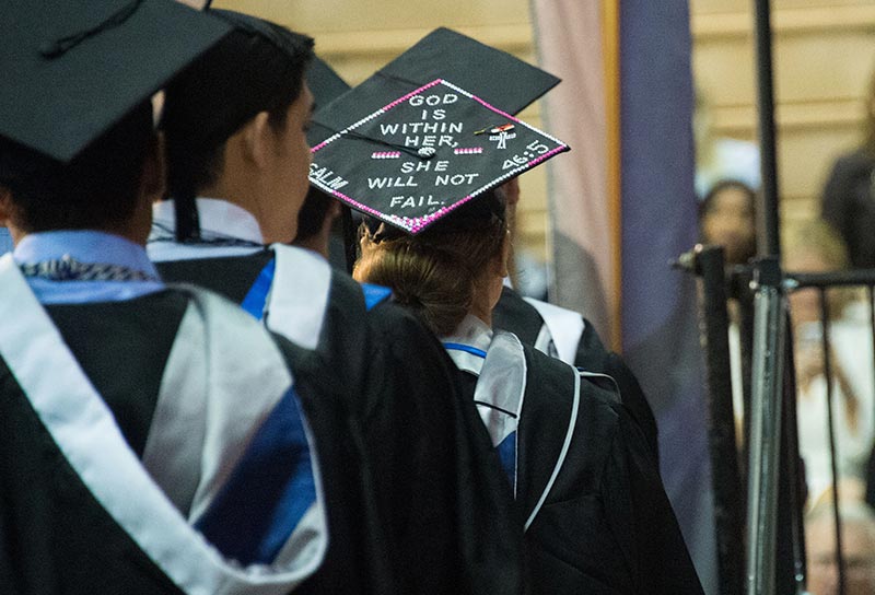 Students showcased their decorated mortar boards