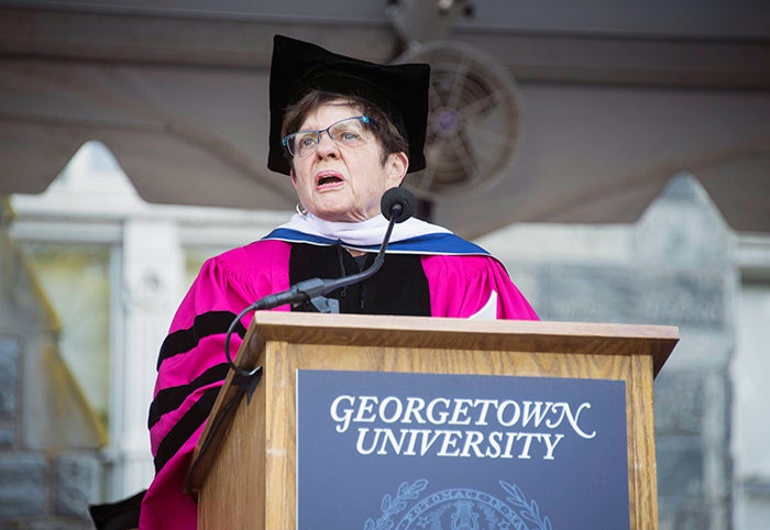 Alice Rivlin speaks at graduation ceremony