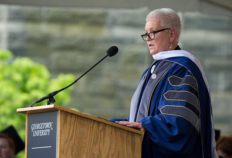 Gayle Smith speaks to the McCourt School of Public Policy's graduates