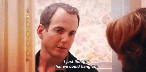 A gif of Gob character from Arrest Development shaking his head with the superimposed text "I just thought that we could hang out."