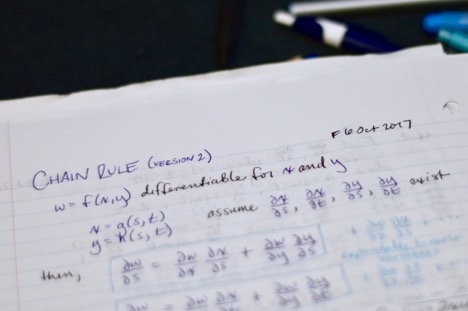 Close up view of notes handwritten in a notebook