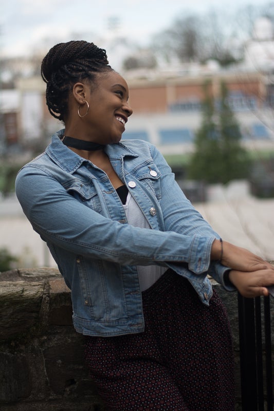 Jada Bullen smiles to the side on Old North Terrace