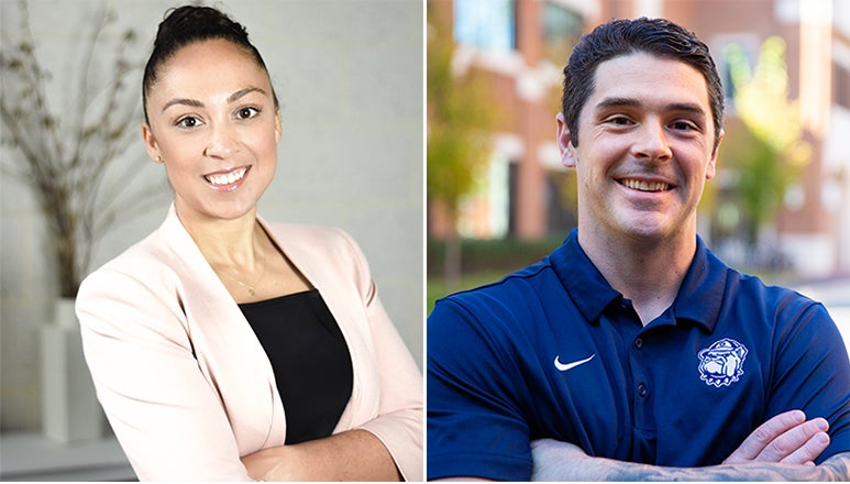 Jennifer Esparza and Sean Cooke stand in side-by-side photos with their arms folded.