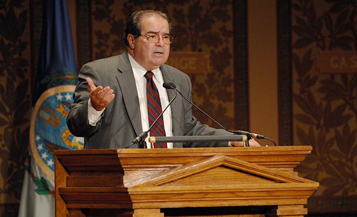 Antonin speaks in Gaston Hall during the university’s inaugural Toqueville Forum on the Roots of Democracy in October 2006.